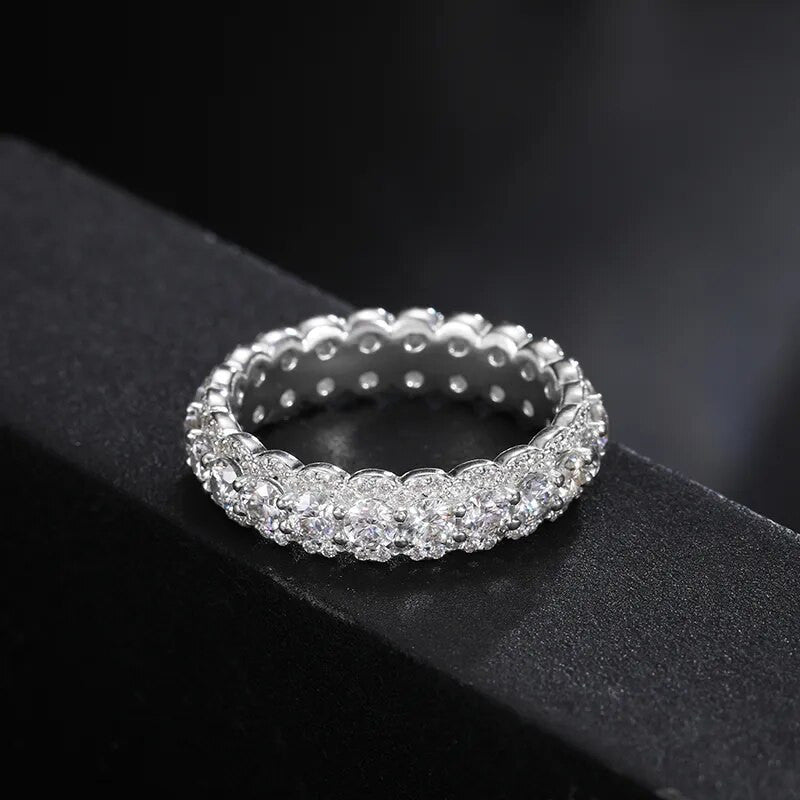 Genuine VVS Diamond 3mm 2.86cttw D VVS Moissanite Iced Blinged Out Rings
