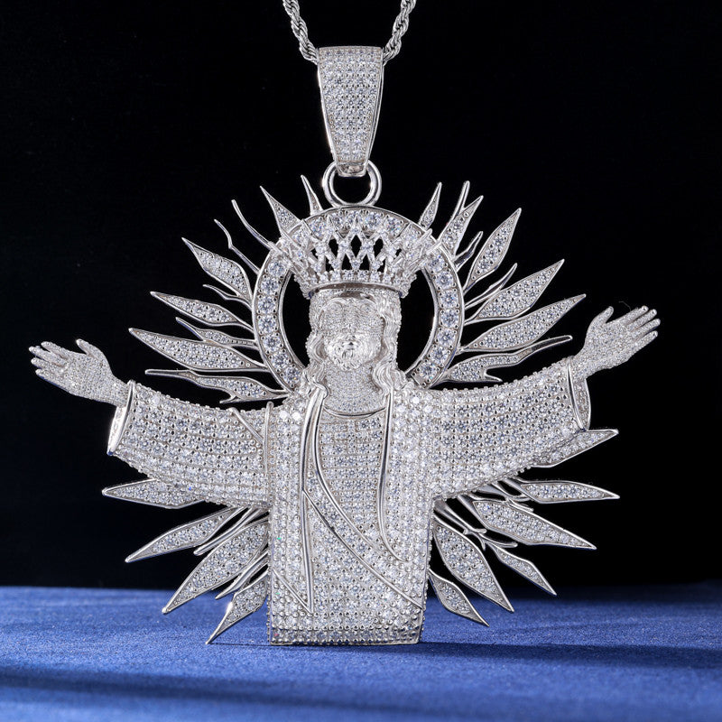 The True King Moissanite Diamond Solid Sterling Silver Iced Blinged