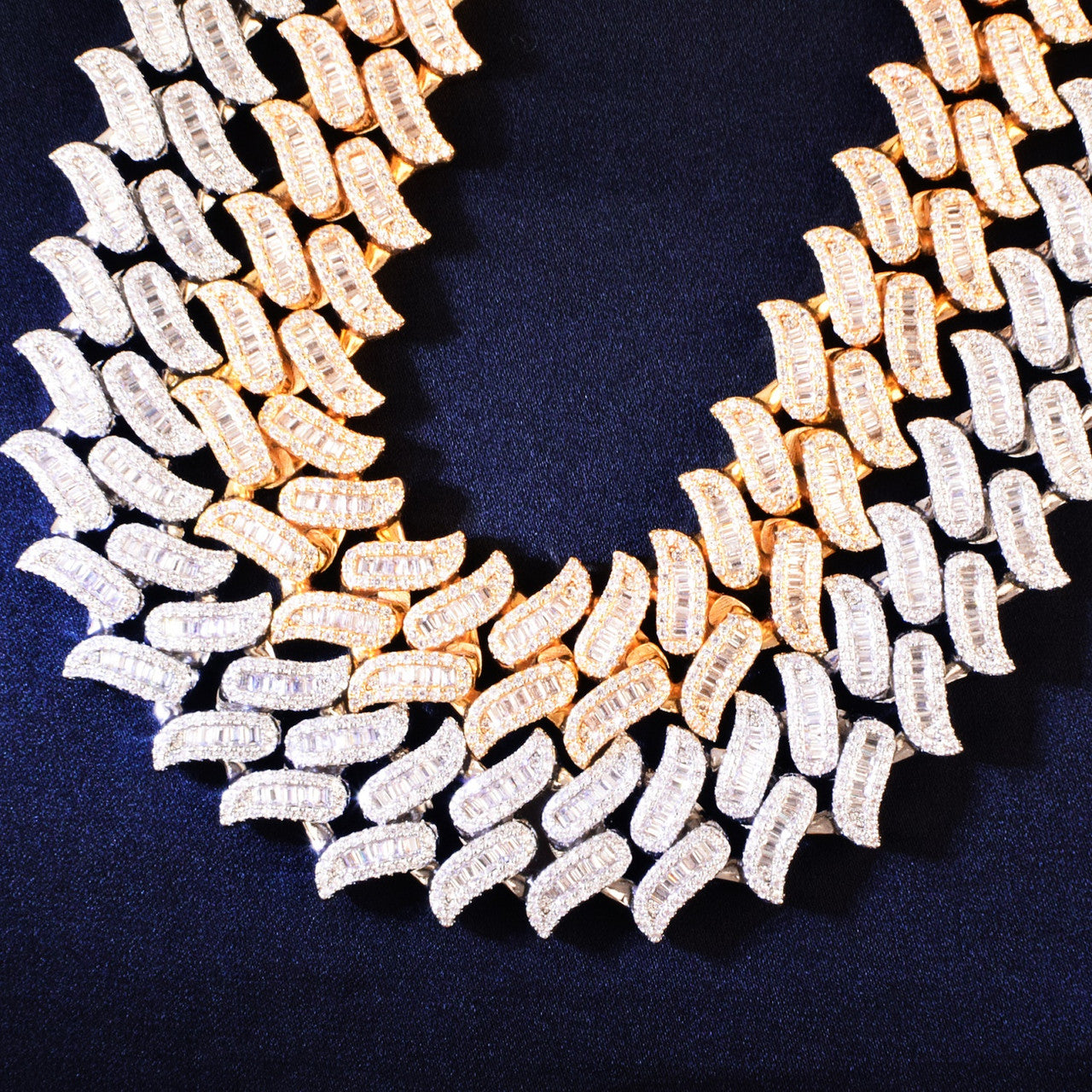 Fire Boy Baguette | VVS Diamond CZ Baguette Iced Blinged Out Fire Boy Cuban Link Chain Necklace