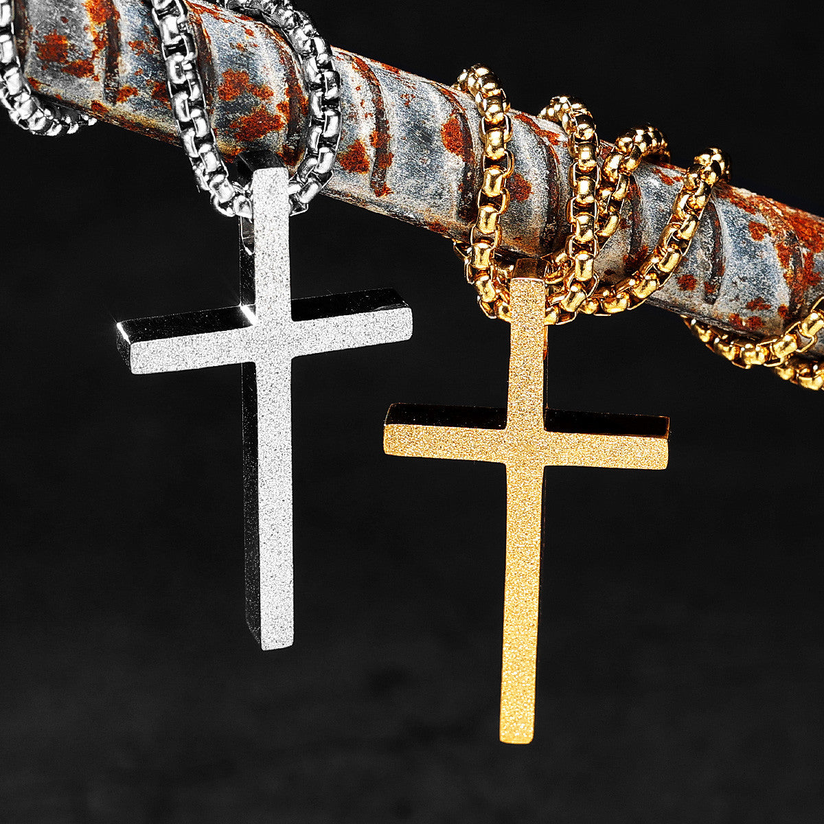 Frosted Texture Cross | 14k Gold No Fade Solid Stainless Steel Hip Hop Spiritual Pendant
