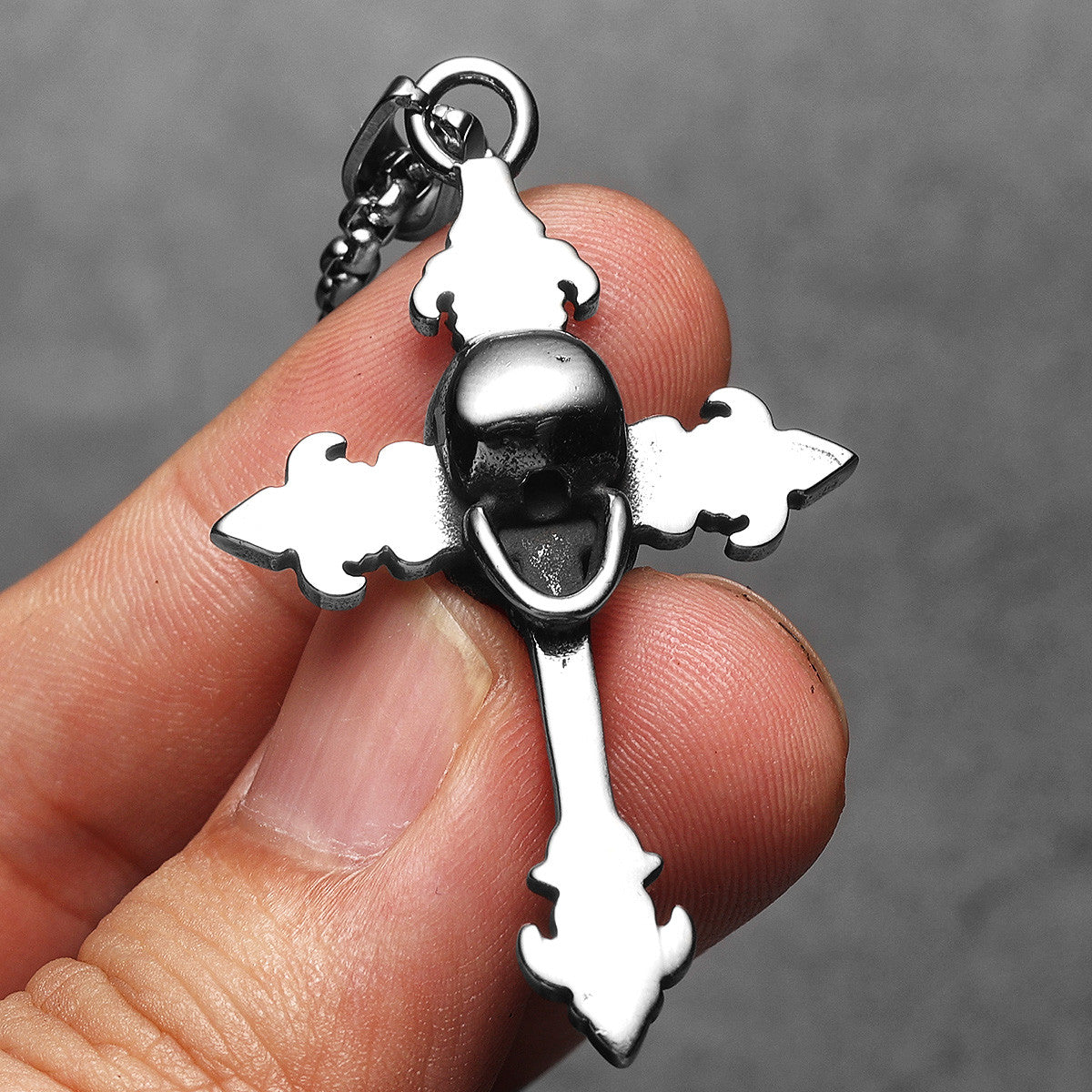 Skull Cross | 316L No Fade Fleur De Lis Skull Cross Street Style Hip Hop Pendant