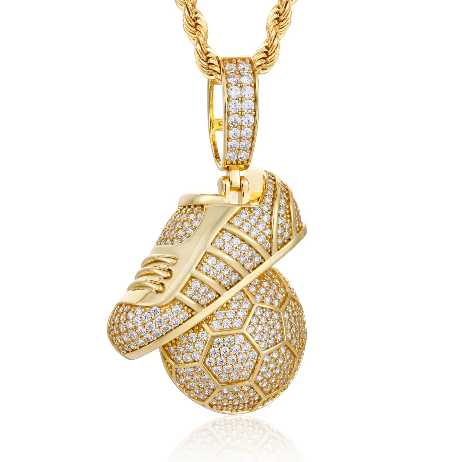 Foot Ball | 925 Sterling Silver Moissanite Football Soccer Ball Shoe Hip Hop Pendant