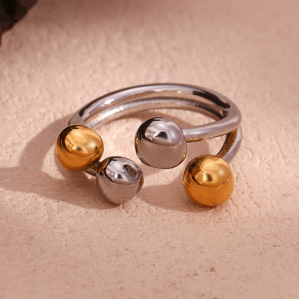 Personality Peach 18k Gold Circular Stainless Steel Water Resistant Tarnish Free Ring