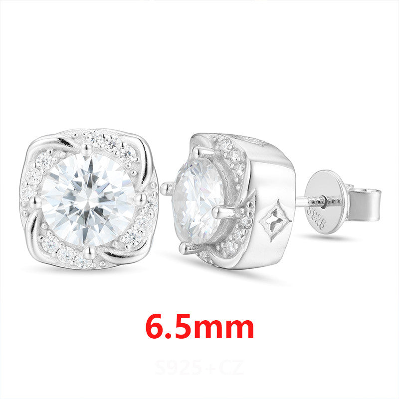 Windmill | Iced Blinged Out Moissanite Diamond Sterling Silver Halo Stud Earrings