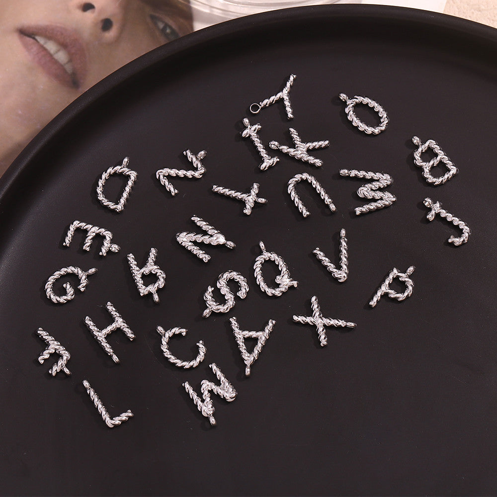 18k Gold Silver Tarnish Free Stainless Steel Mini Twisted Letter Pendant Necklaces