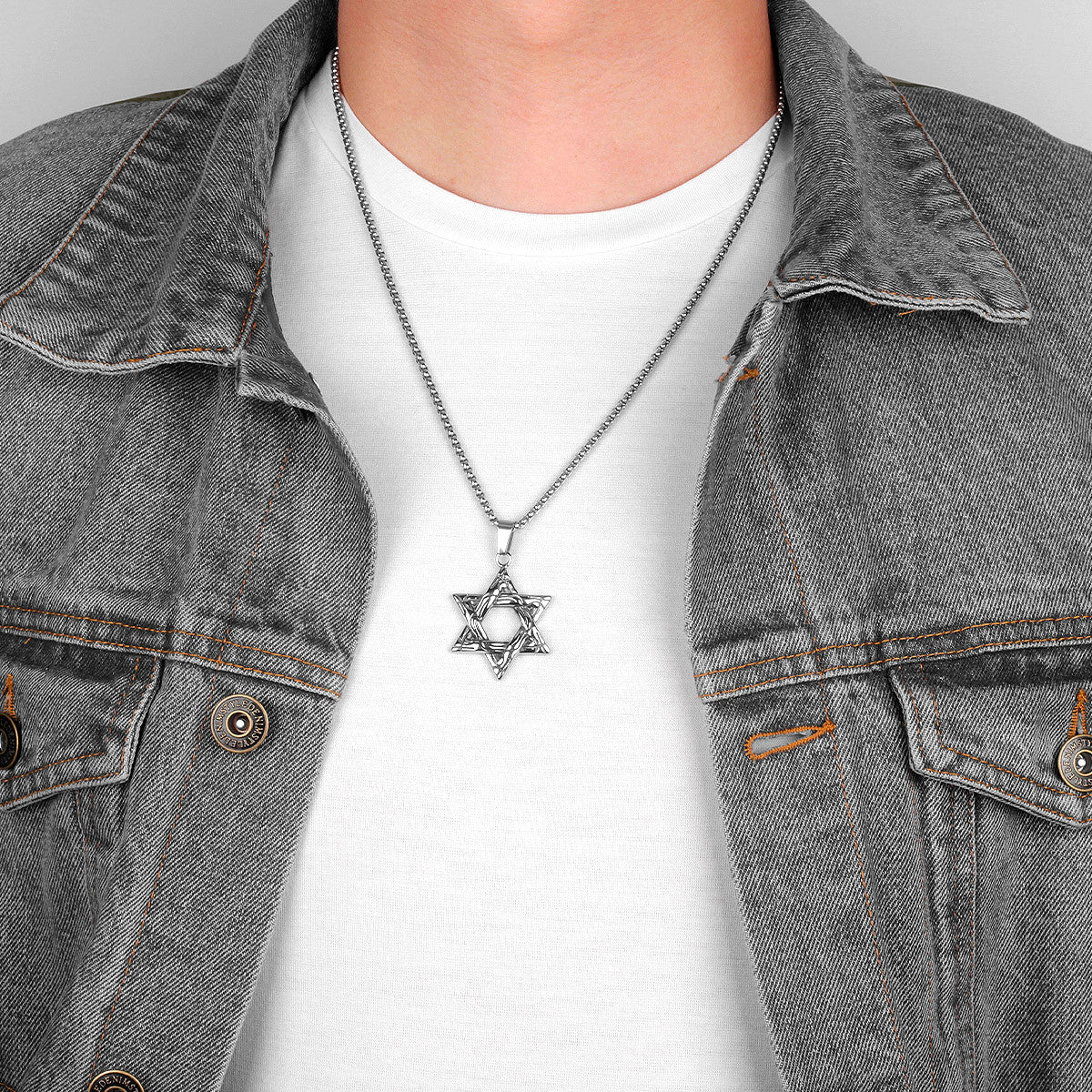 Judaism Hexagram | 14k Gold Over No Fade Stainless Steel Star Of David Spiritual Pendant