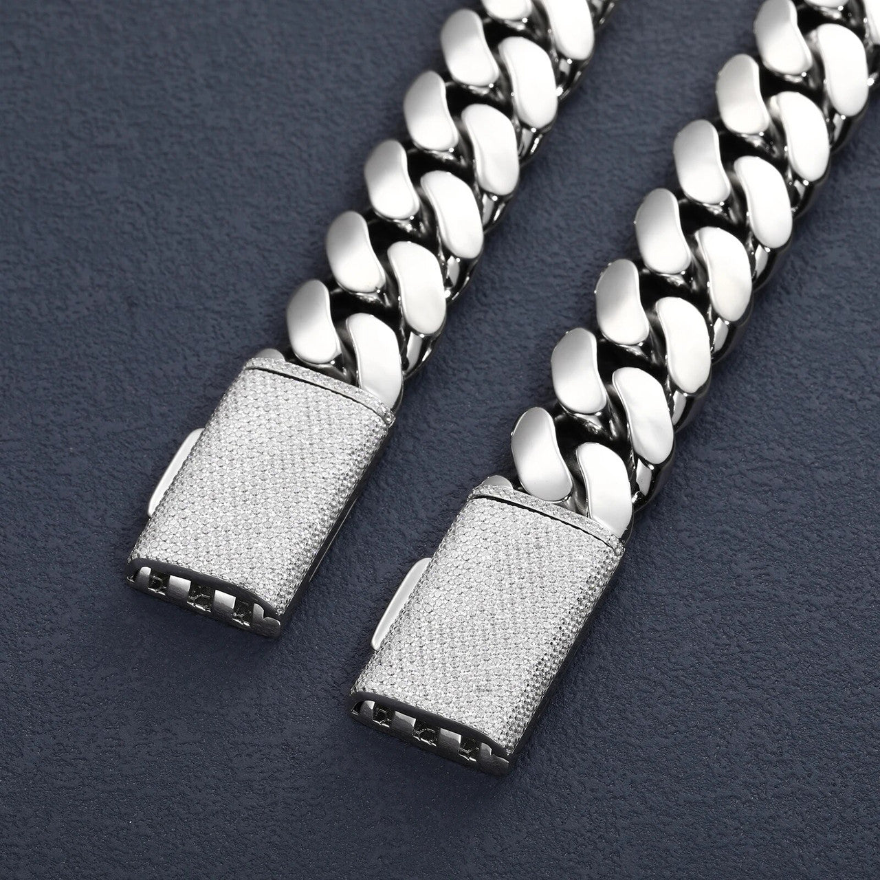 20mm Luxury Stylish White Gold Hip Hop Cuban Link Chain Bracelet