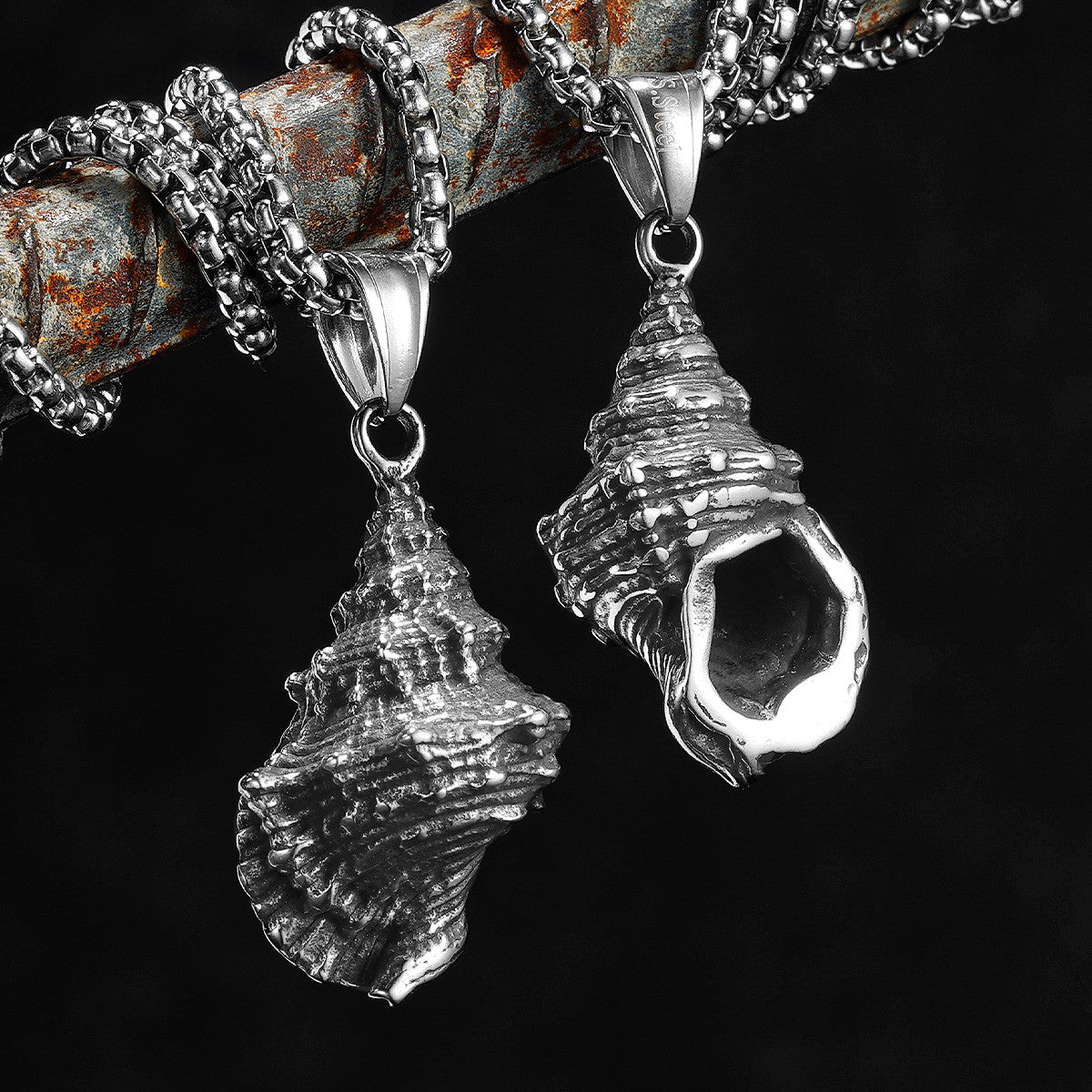 Sea Shell | Solid Stainless Steel Vintage Conch Self Expression Nature Pendant Necklace