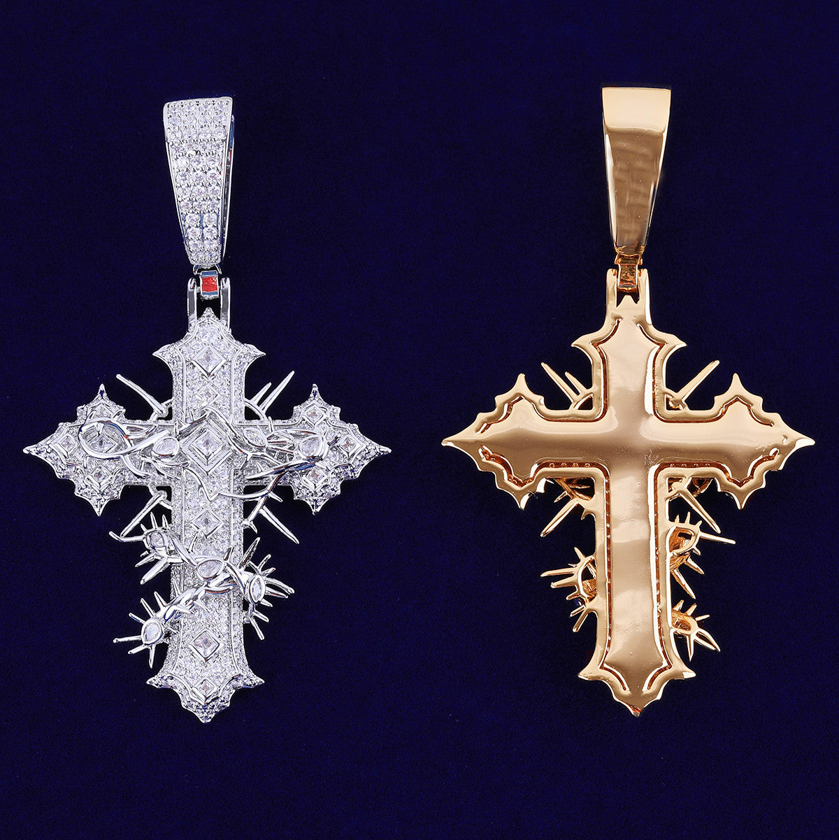 The Christ Cross | VVS Diamond CZ Crown Of Thorns Hip Hop Gold Silver Rose Gold Cross Pendant