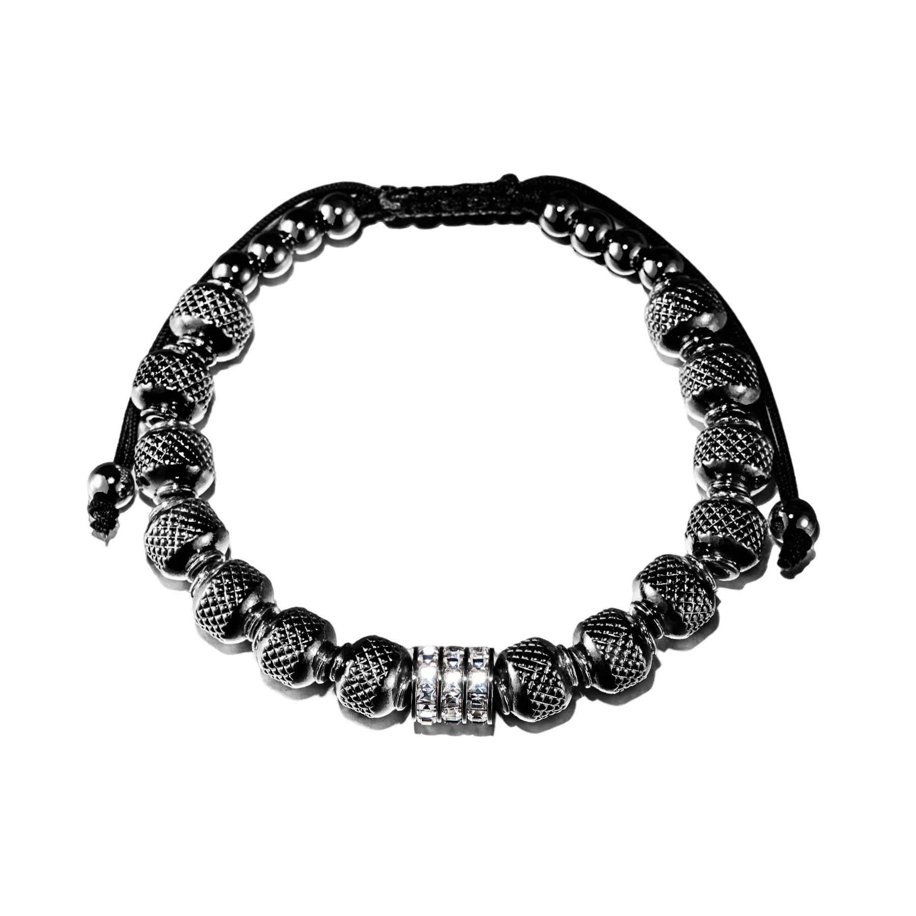 Men's Iced Blinged Out Luxury 8MM Stainless Steel Round Bead Adjustable Bracelet