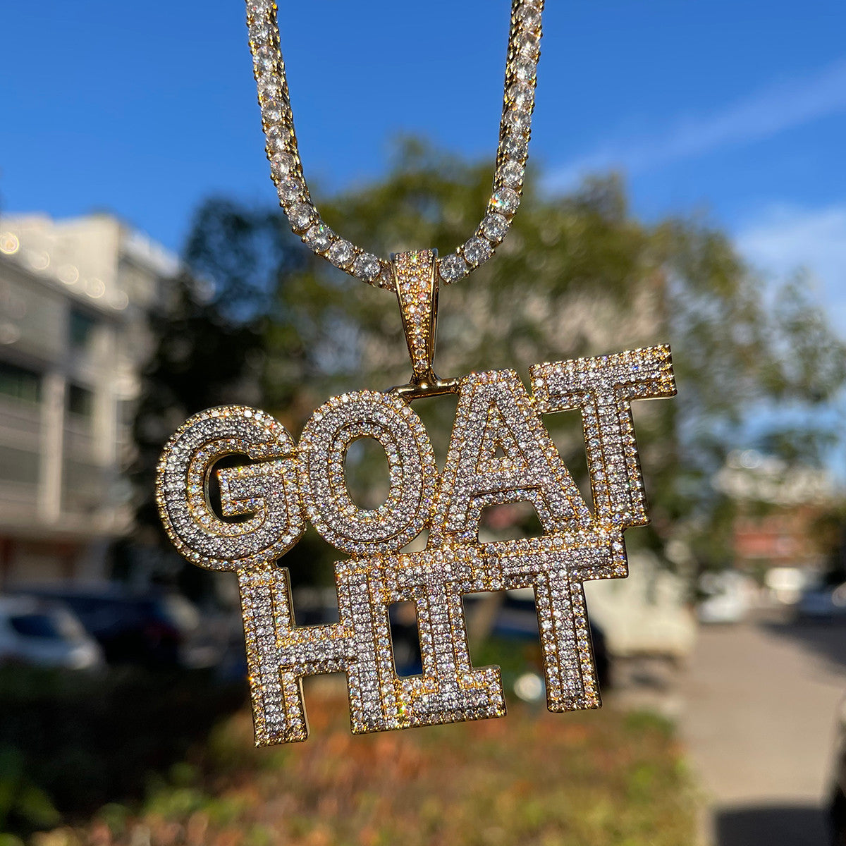 ALL CAP | Bold Capitalized Iced Prong Set Custom Made Nameplate Pendant