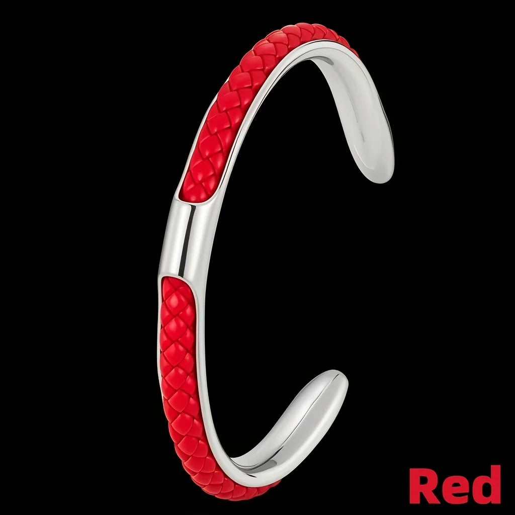 Classic Cuff | Luxury Men's 304 No Fade Stainless Steel Braided Leather Bracelet