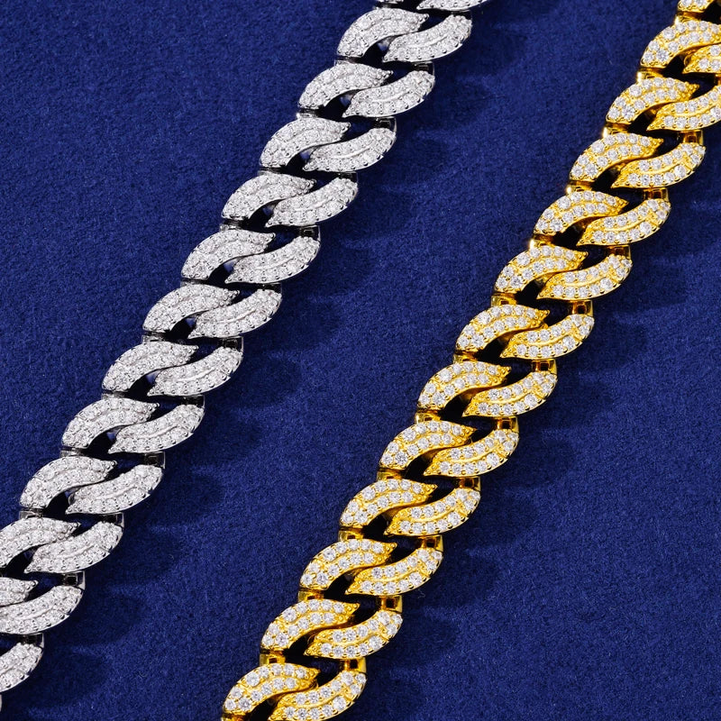 Pattern Of Fire | 10mm 925 Silver Moissanite Diamond Miami Cuban Link Hip Hop Bracelet
