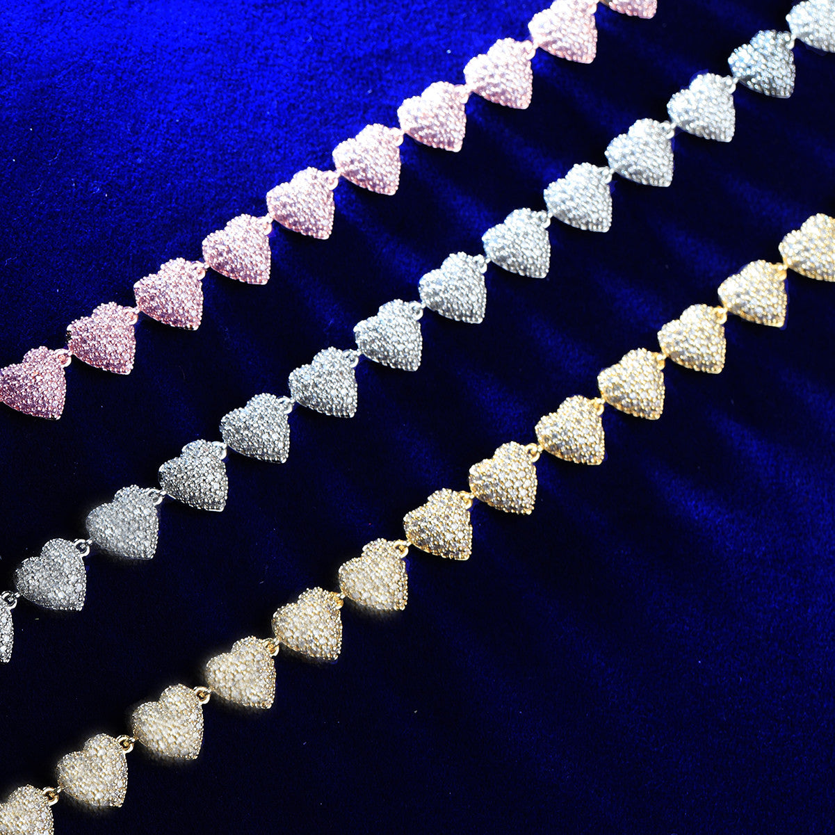 Heart of Gold | Ladies 24k Gold 925 Silver Heart Link VVS Diamond CZ Necklace