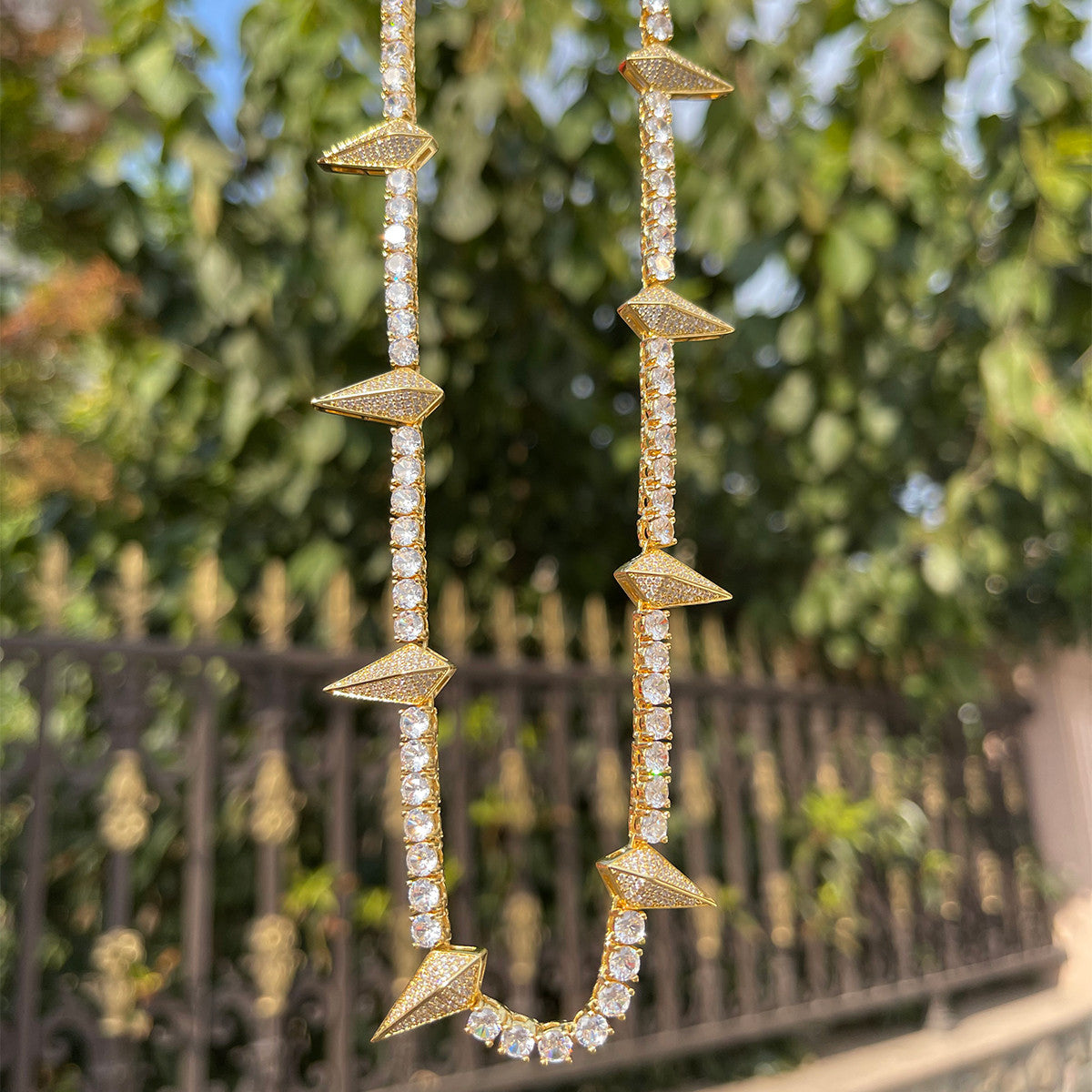 Iced Spike II | Designer Prong Set Cluster Stone Flooded Ice Hip Hop Chain Necklace