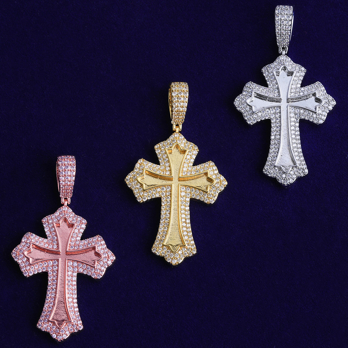 The Inner Radiance | VVS Diamond CZ Prong Set Iced Blinged Out Cross Pendant