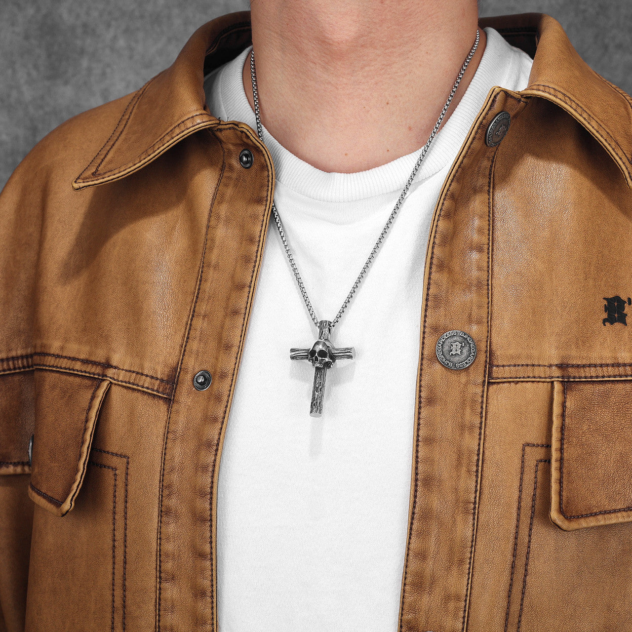 Unique Skull Cross | 316L No Fade Stainless Steel Hip Hop Streetwear Biker Cross Pendant