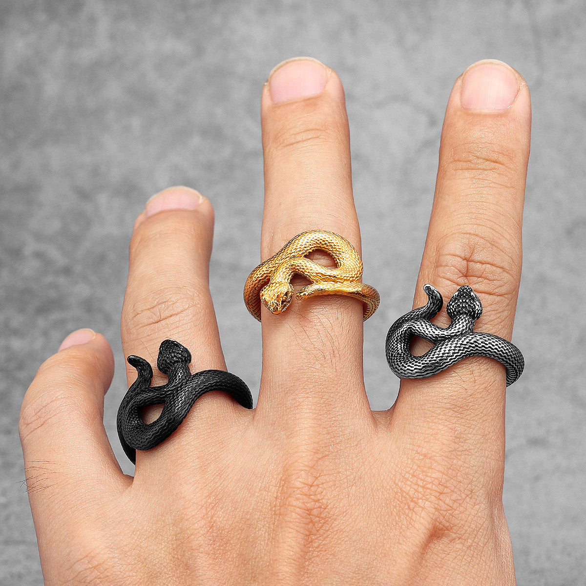 Coiled Viper | Stainless Steel Snake In The Grass Street Wear Hip Hop Rings