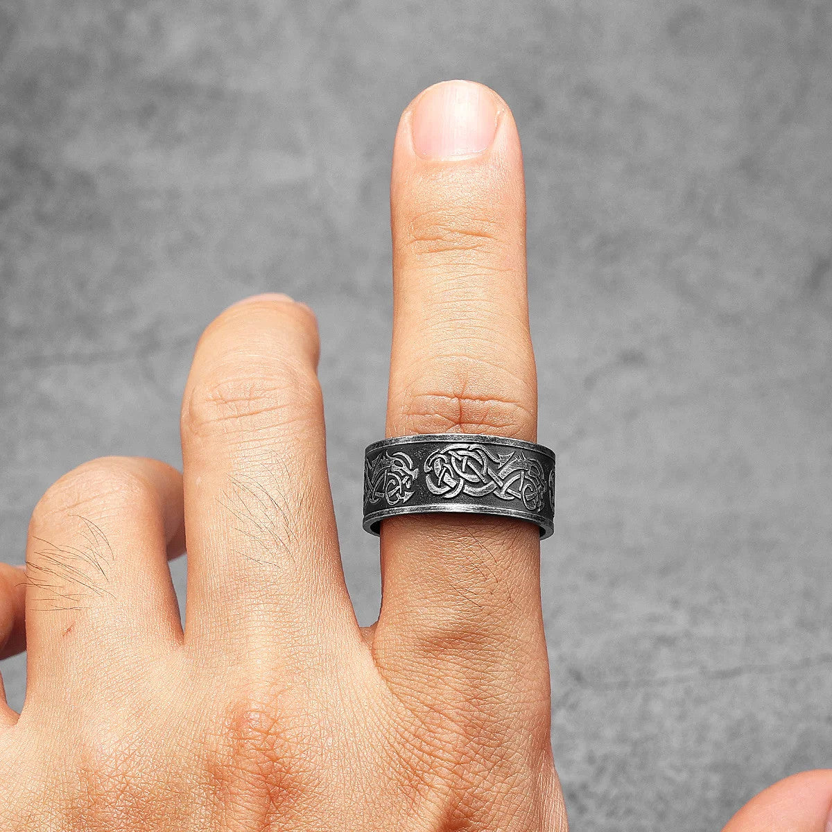Retro Dragon | Men's 316L No Fade Stainless Steel Street Wear Thick Band Ring
