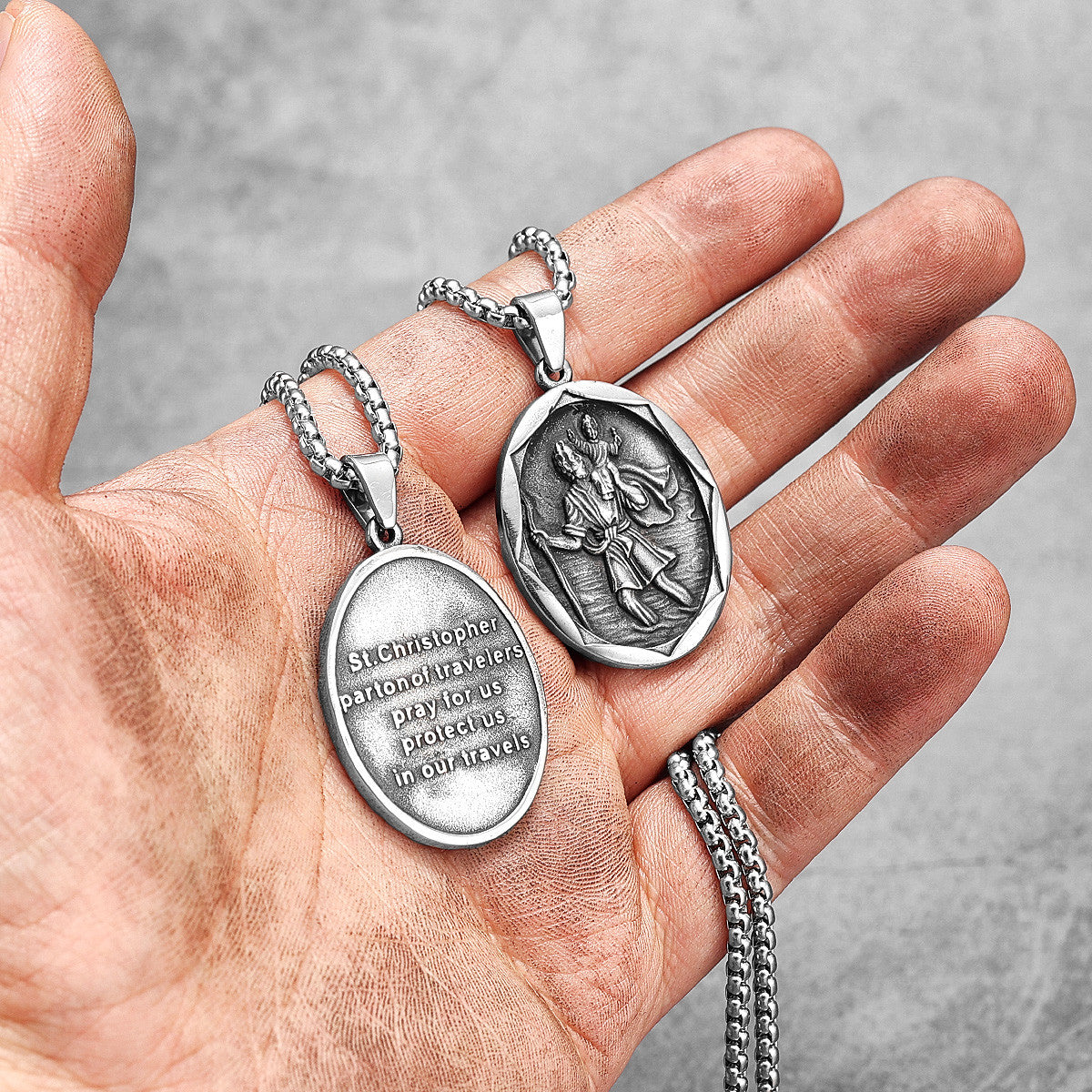 Men's St Christopher Carrying Christ No Fade Stainless Steel Casual Spiritual Pendants