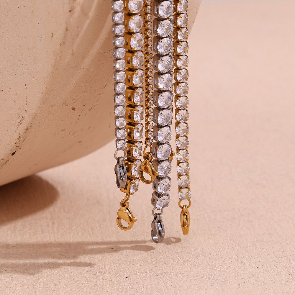 VVS Diamond Zircon 18k Gold Waterproof Tarnish Free 316L Stainless Steel Women's Bling Bracelets