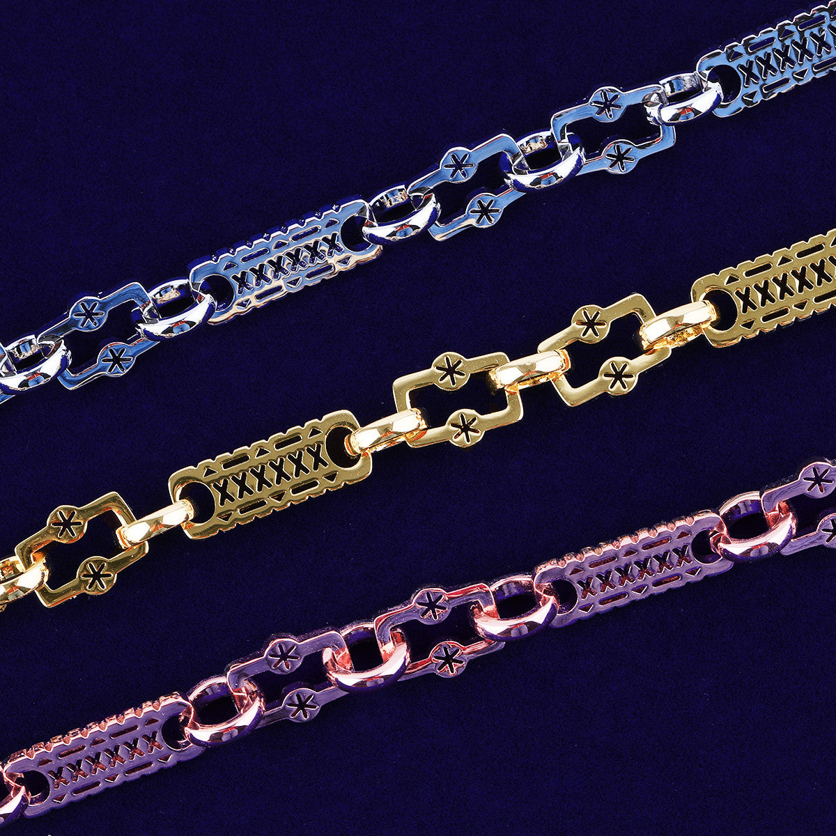 T Bar | Designer Star Link 24k 925 Silver Rose Gold Street Wear Bracelet