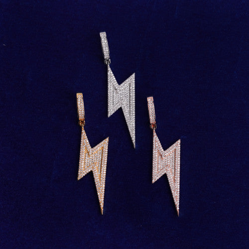 Thunderbolt | Prong Set VVS Diamond CZ Iced Blinged Out Pendant