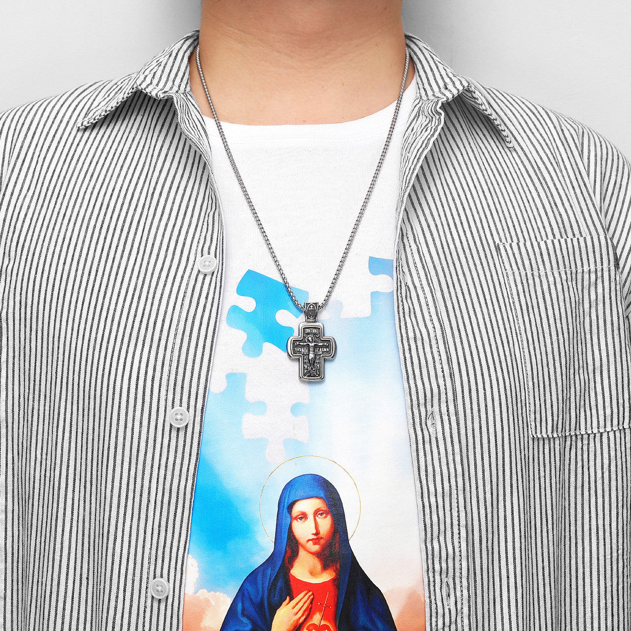 The Origin Cross | 316L No Fade Stainless Steel Religion Jesus Cross Pendant Chain Necklace
