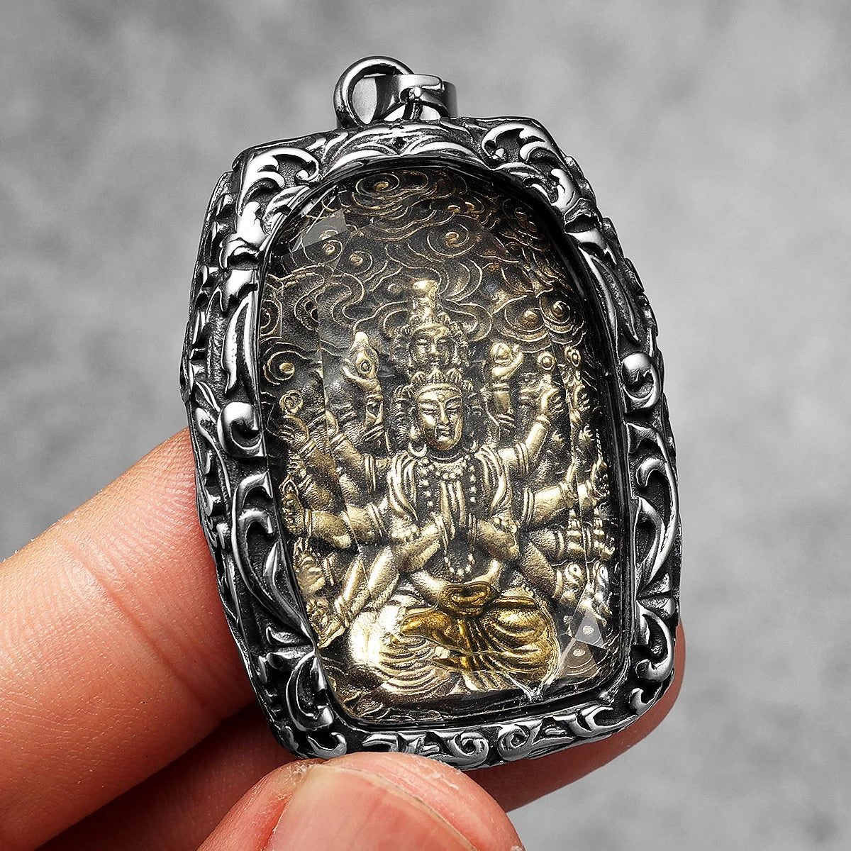 Buddhism Buddha Collection | 316L Stainless Steel Glass Amulet Spiritual Pendant