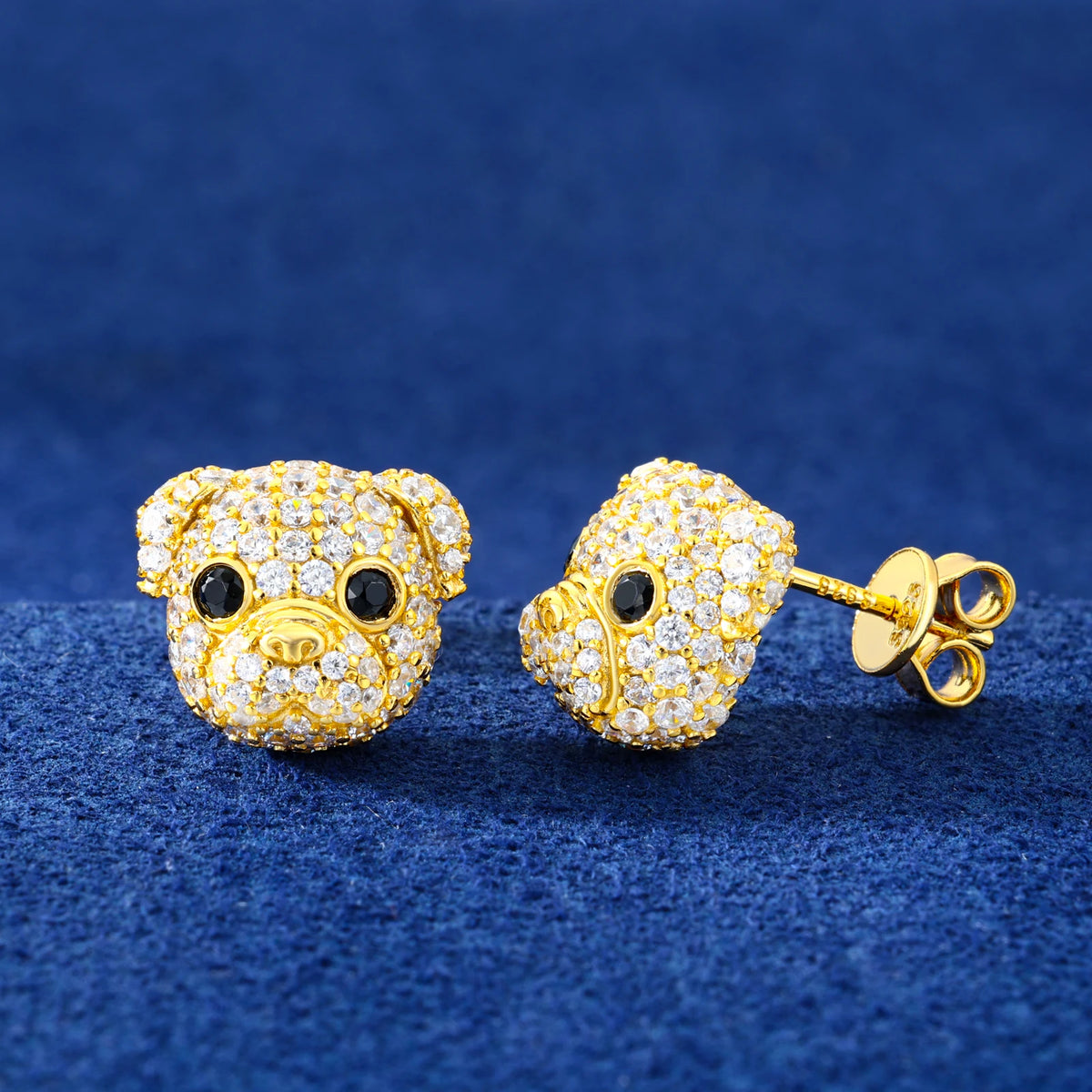 Pockets The Pup | Puppy Dog 925 Sterling Silver Moissanite Diamond Iced Blinged Out Earrings