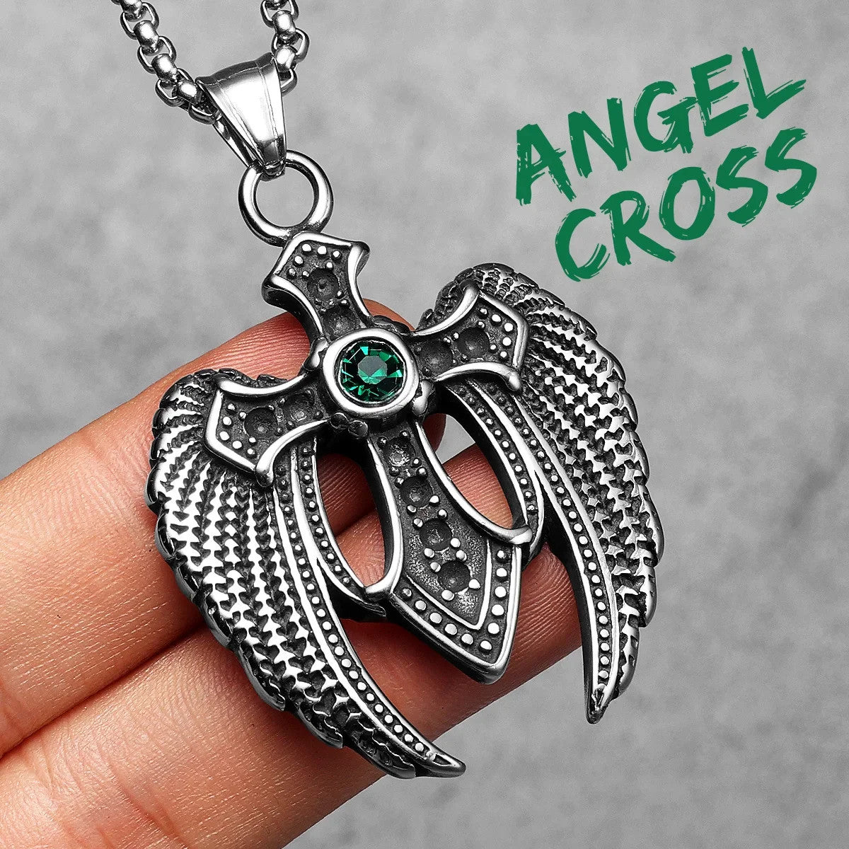 Angel Wing Cross | 316L No Fade Stainless Steel Amulet Style Hip Hop Pendant