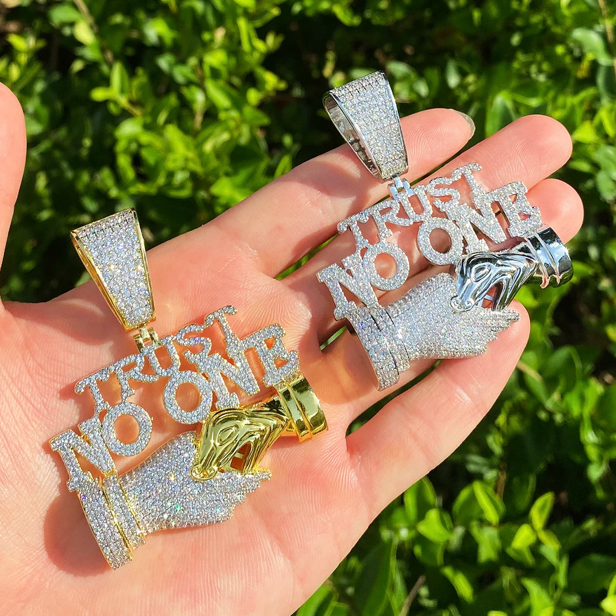 Trust No One | Iced Blinged Out VVS Diamond CZ Trust No One Hip Hop Pendant