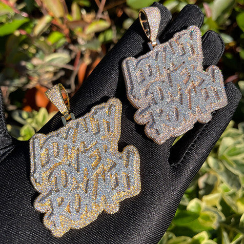 Loyalty Over Royalty | Flooded Iced Blinged Out Nameplate Style Hip Hop Pendant