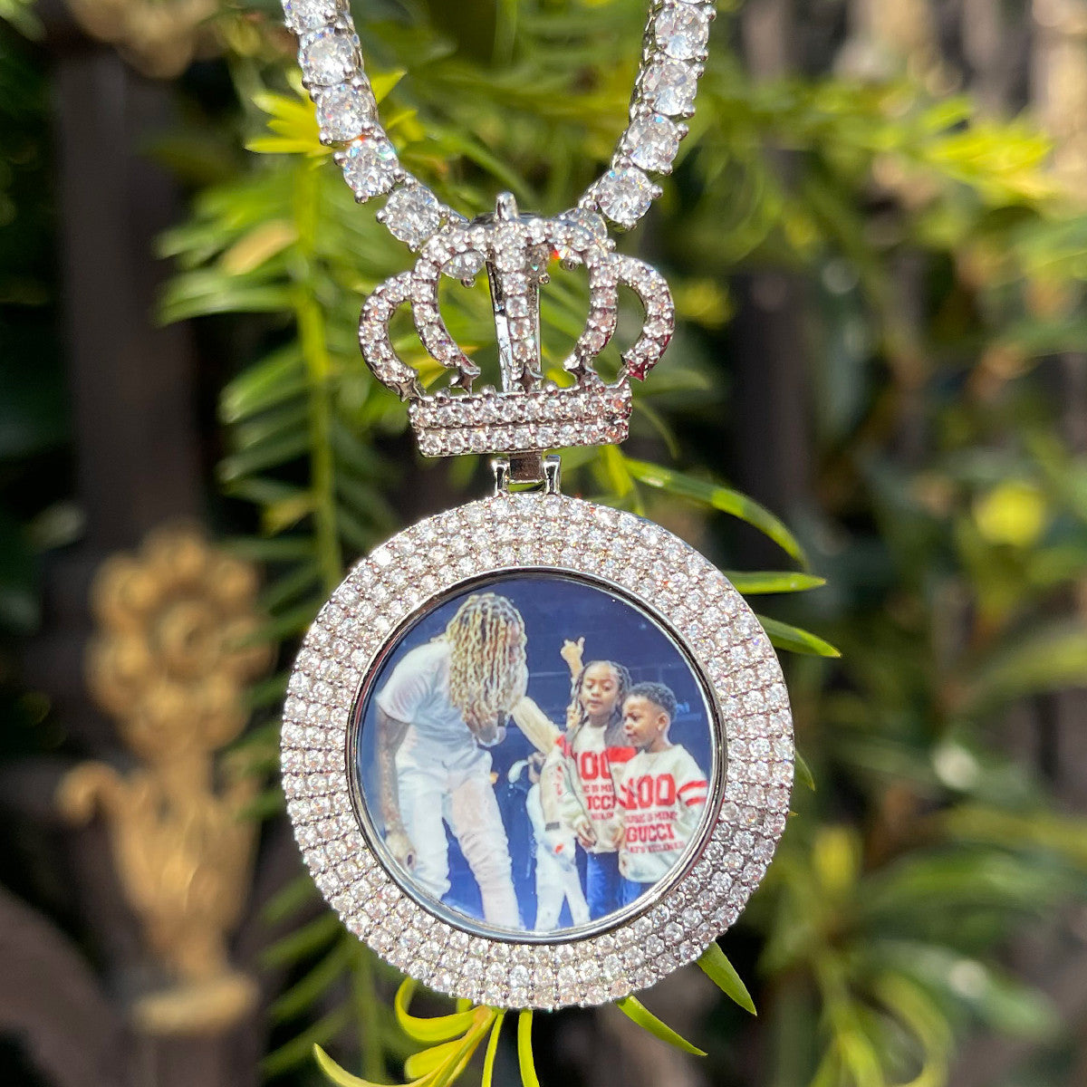 Queen's Legacy | Crown Custom Photo Iced Blinged Out Picture Necklace