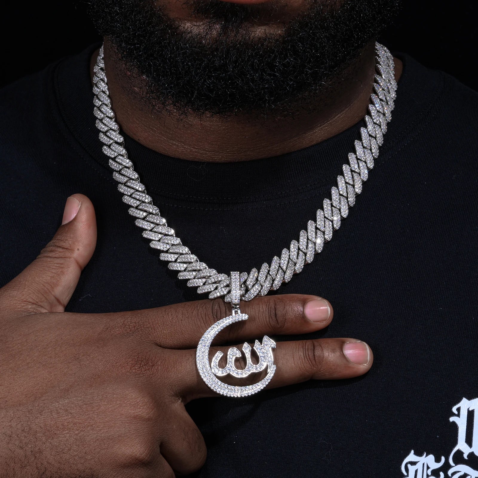 The Moon God | Moissanite Diamond 925 Sterling Silver Allah Hip Hop Pendant