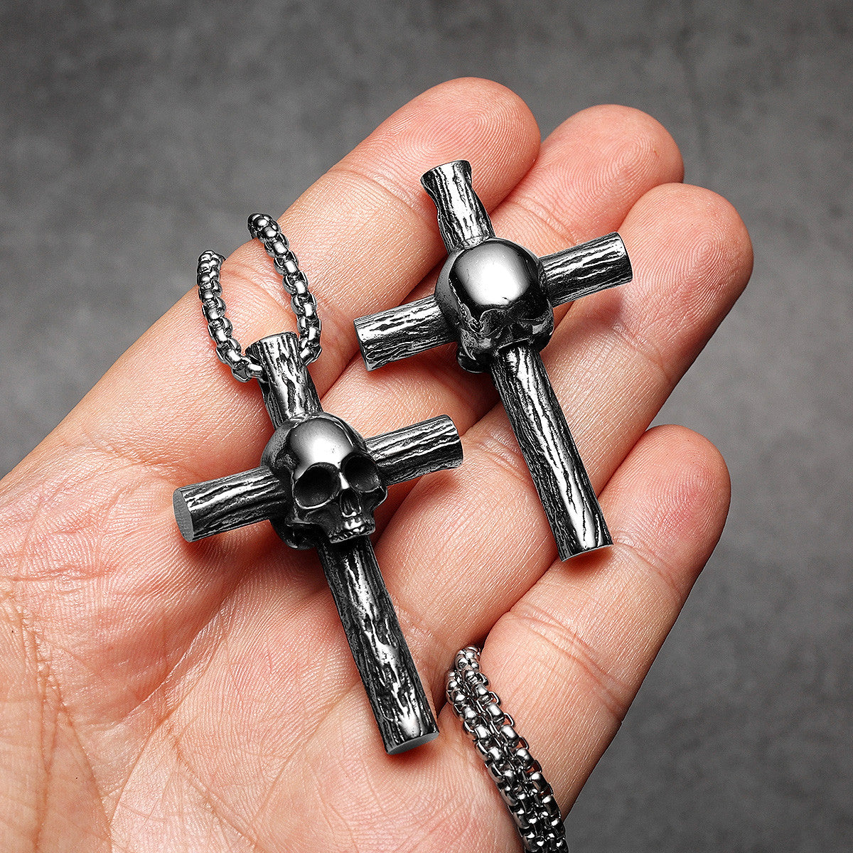 Unique Skull Cross | 316L No Fade Stainless Steel Hip Hop Streetwear Biker Cross Pendant