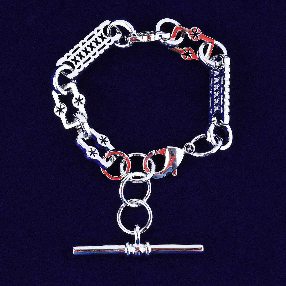 T Bar | Designer Star Link 24k 925 Silver Rose Gold Street Wear Bracelet