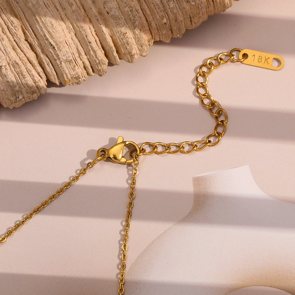 18K Gold Waterproof Stainless Steel Square CZ Moon Star Bling Tarnish Free Pendant