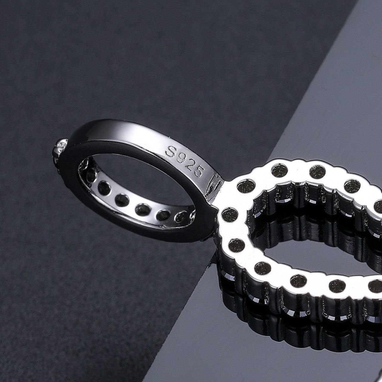 925 Sterling Silver Genuine VVS Black Diamond Hip Hop Ankh Cross Pendant Necklace