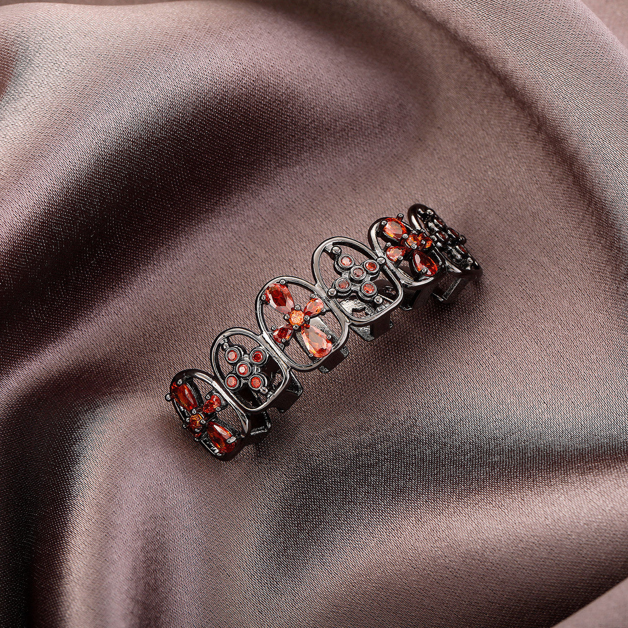 Goth Cross | Red VVS Diamond CZ Black Iced Blinged Out Top Row Teeth Grillz