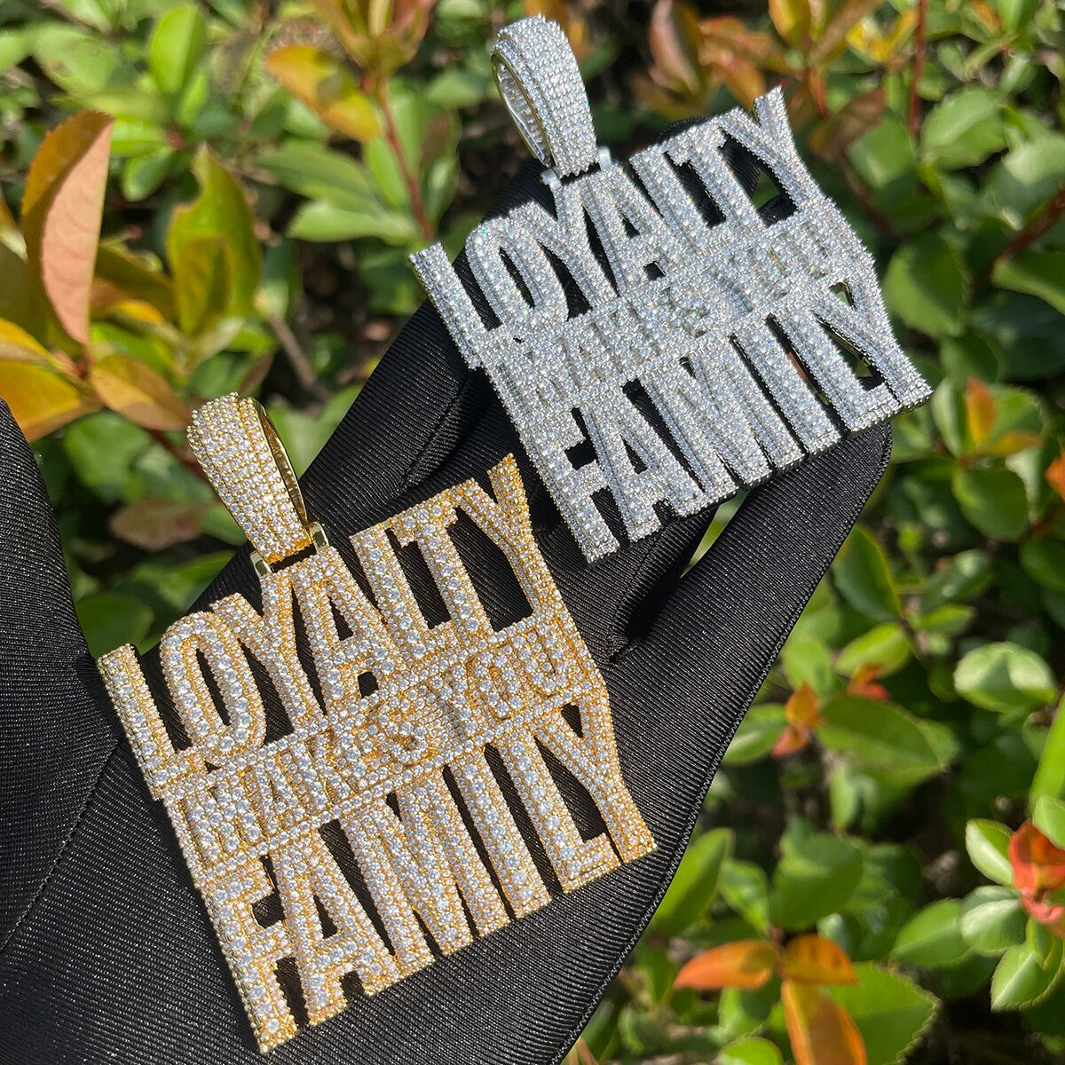 Loyalty Makes You Family | Iced Blinged Out Prong Set Nameplate Hip Hop Chain