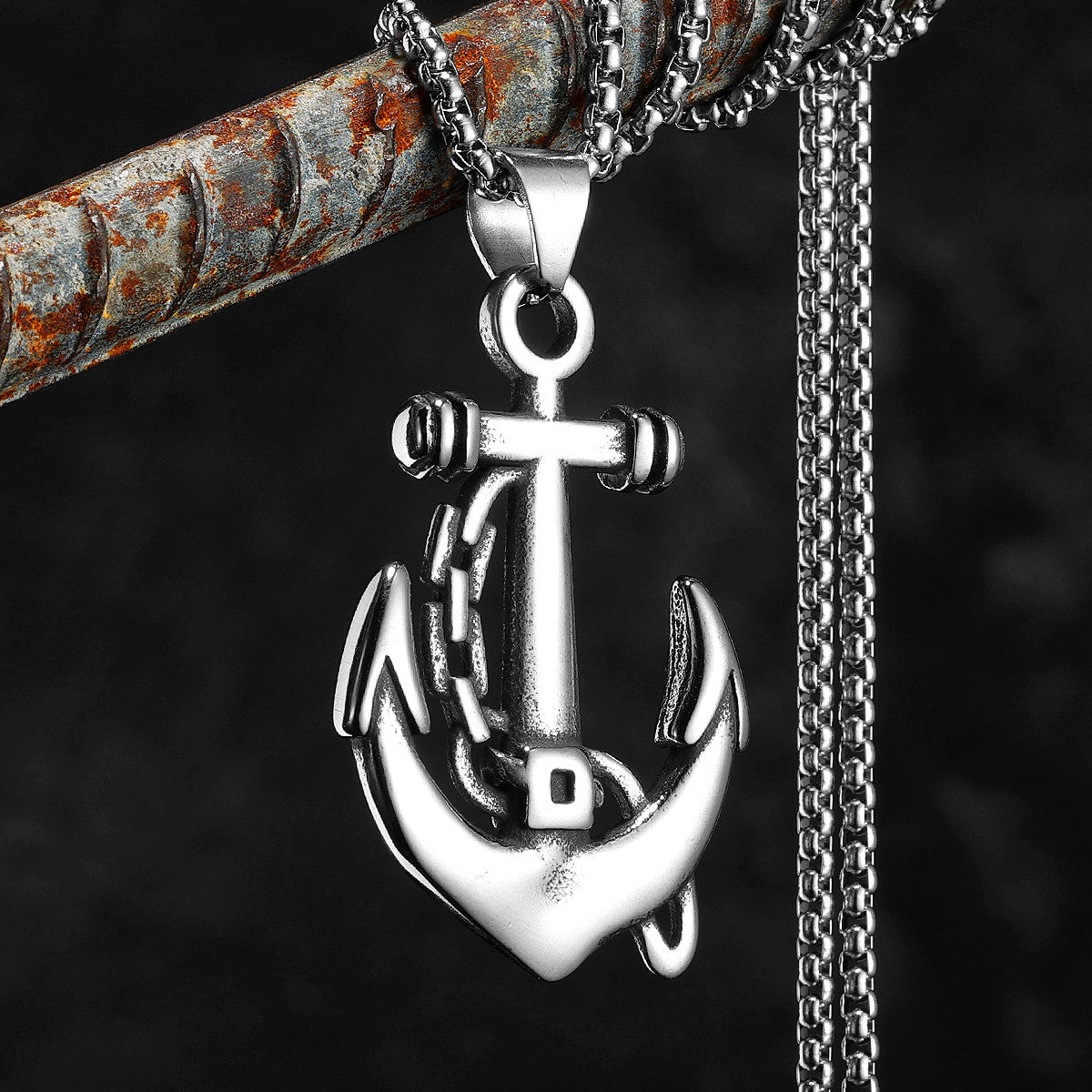 シルバービーズネックレス。 ゴローズ、アリゾナ、ネイティブ、ウィングロック The Sailor | 316L Solid Stainless Steel Men's Anchor Cross Street