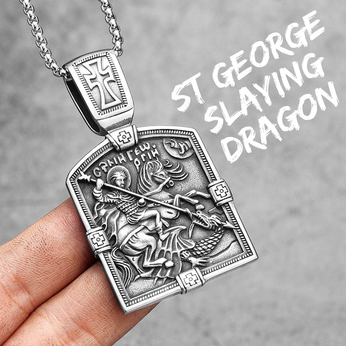 St George Slaying The Dragon | 316L No Fade Stainless Steel Christian Renaissance Era Pendant