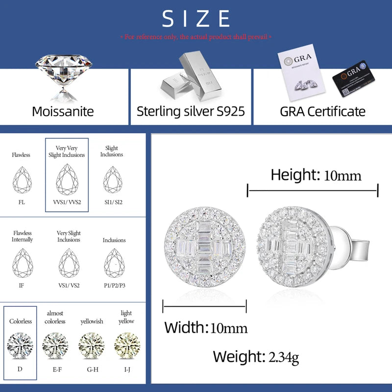 Dripped Baguette | VVS1 Moissanite Diamond Cross Stud 925 Silver Earrings