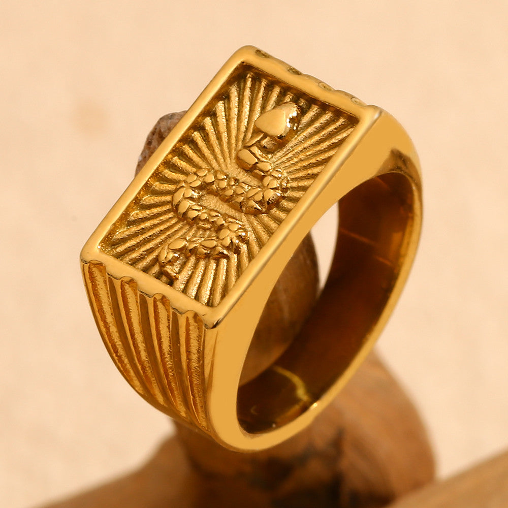 Snake Charmer | Waterproof 18k Gold Stainless Steel Waterproof Snake Engraved Ring