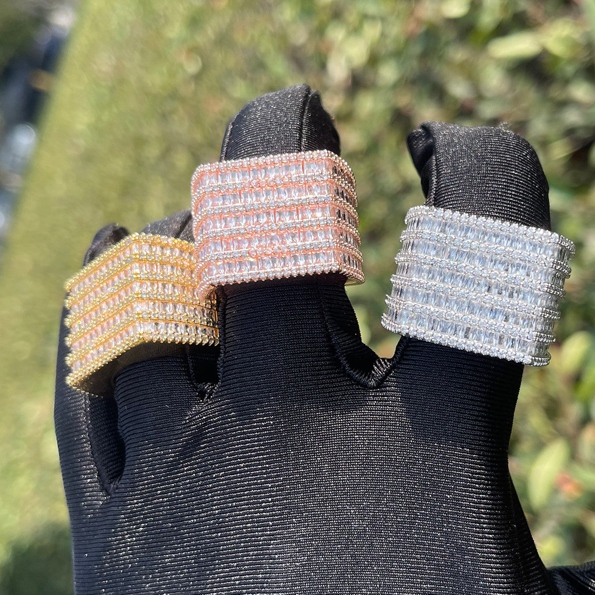 Mens Big Boy All Baguette Iced Blinged Out Hip Hop Rings