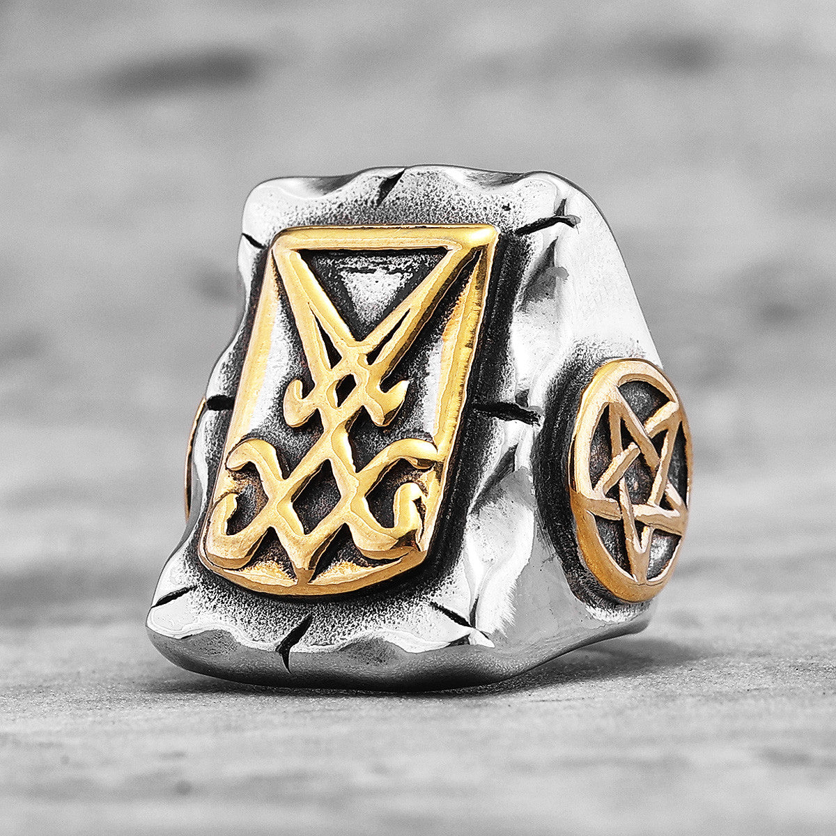 The Devil's Collection | 316L Solid Stainless Steel Lucifer Satan Pentagram Rings