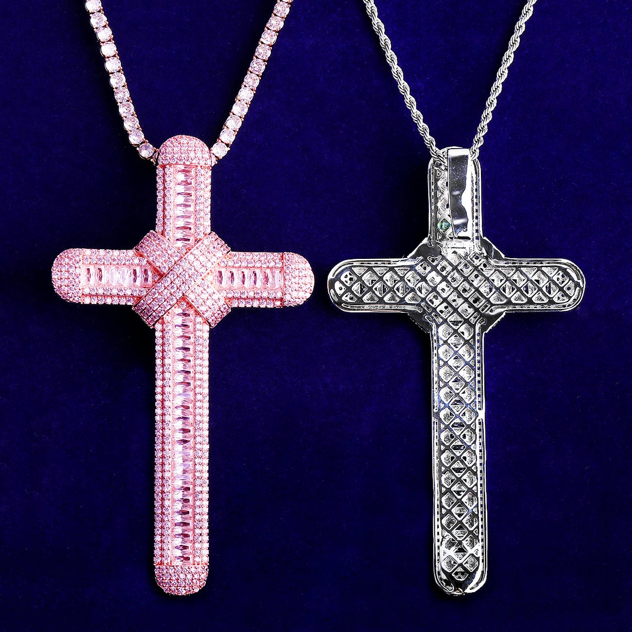 The Ribbon Cross | Extra Large VVS Diamond CZ Luxury Hip Hop Ribbon Cross Pendant