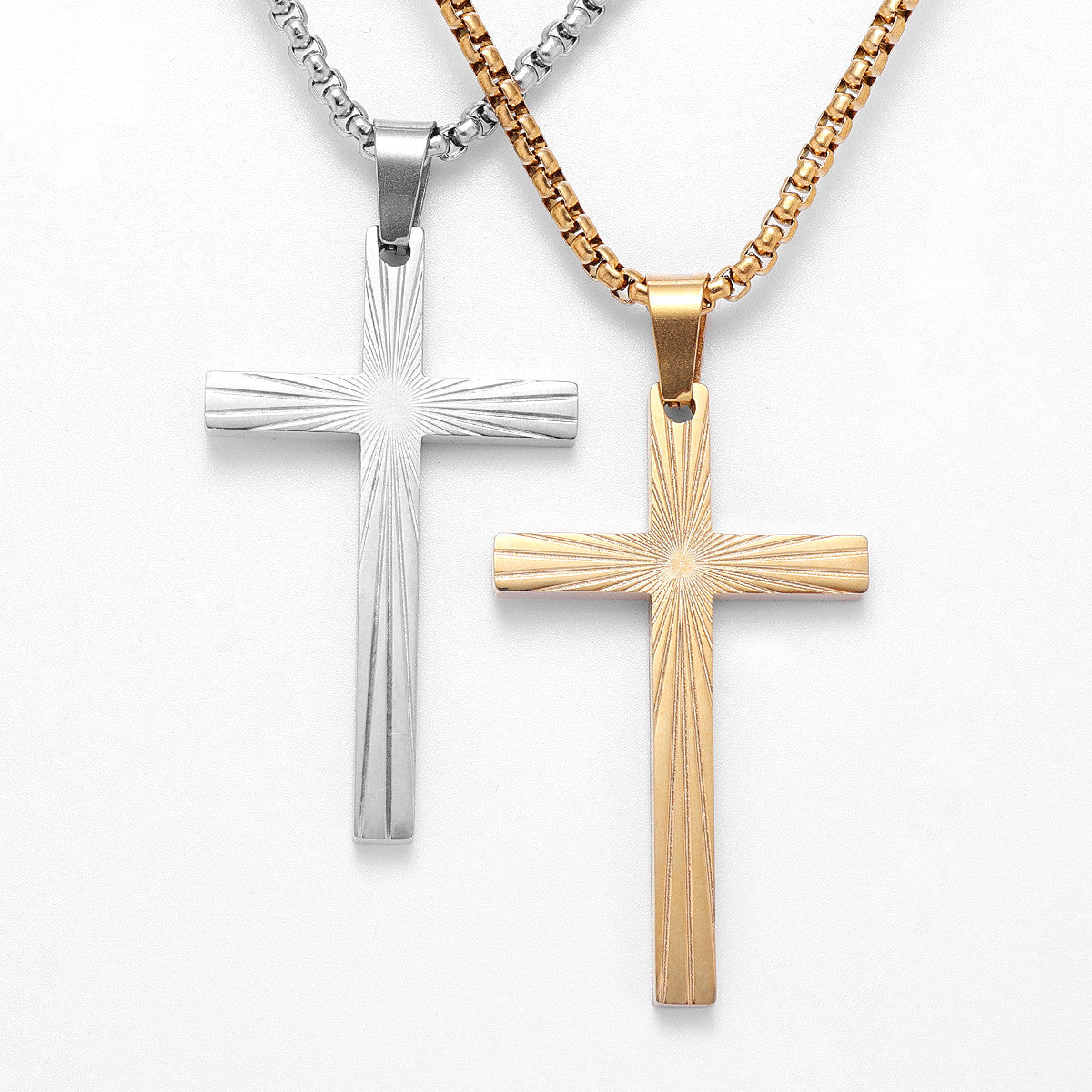 Focus Cross | Solid No Fade Stainless Steel Shining Light Cross Pendant