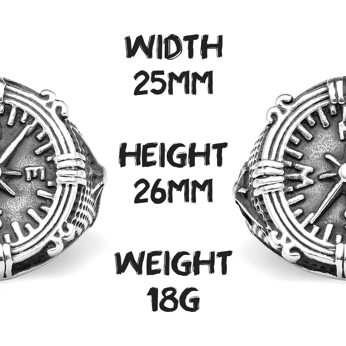 Mens 316L Stainless Steel Dominant Leader Compass Street Wear Rings